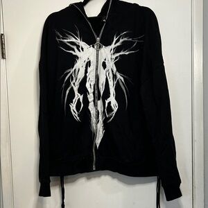 Tide Card Log Goth Y2K Grunge Hooded Zip Up Sweatshirt Hoodie with Pockets